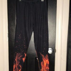#755.  Black and Orange Leggings